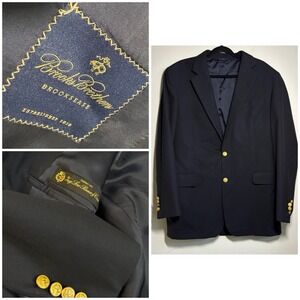 Brooks Brothers Blazer 42L Loro Piana Brooksease Navy Gold Buttons Preppy Jacket